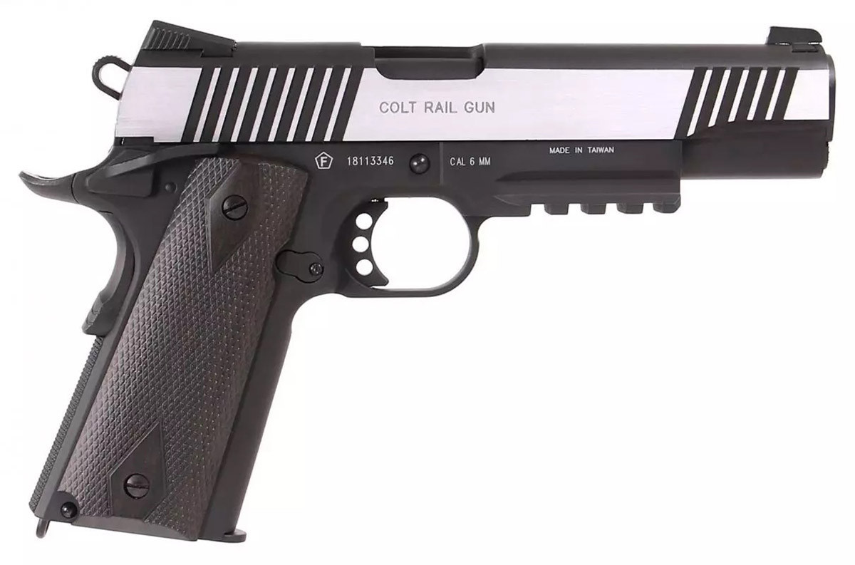 Pistolet GBB Colt 1911 Rail Gun Co2 Bicolore